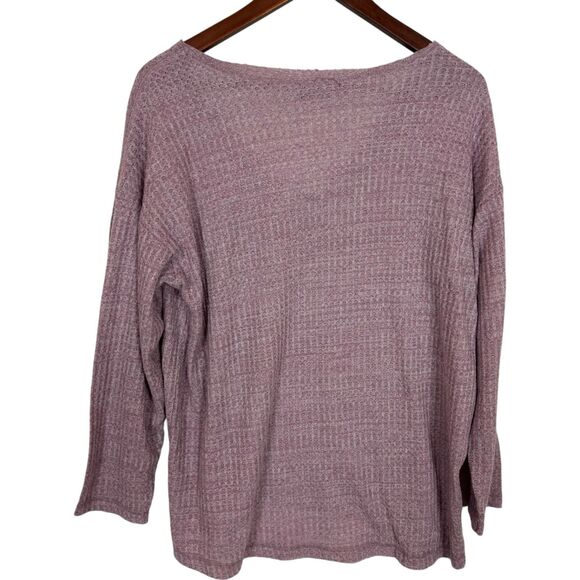 American Eagle Purple Waffle Knit Thermal V-Neck Sweater Women's Large - Picture 3 of 4
